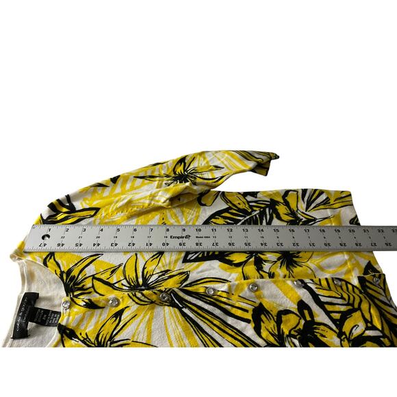 Cable & Gauge Womens Petite Medium PM Yellow Black Sweater Floral Sunny Palm - Picture 6 of 7